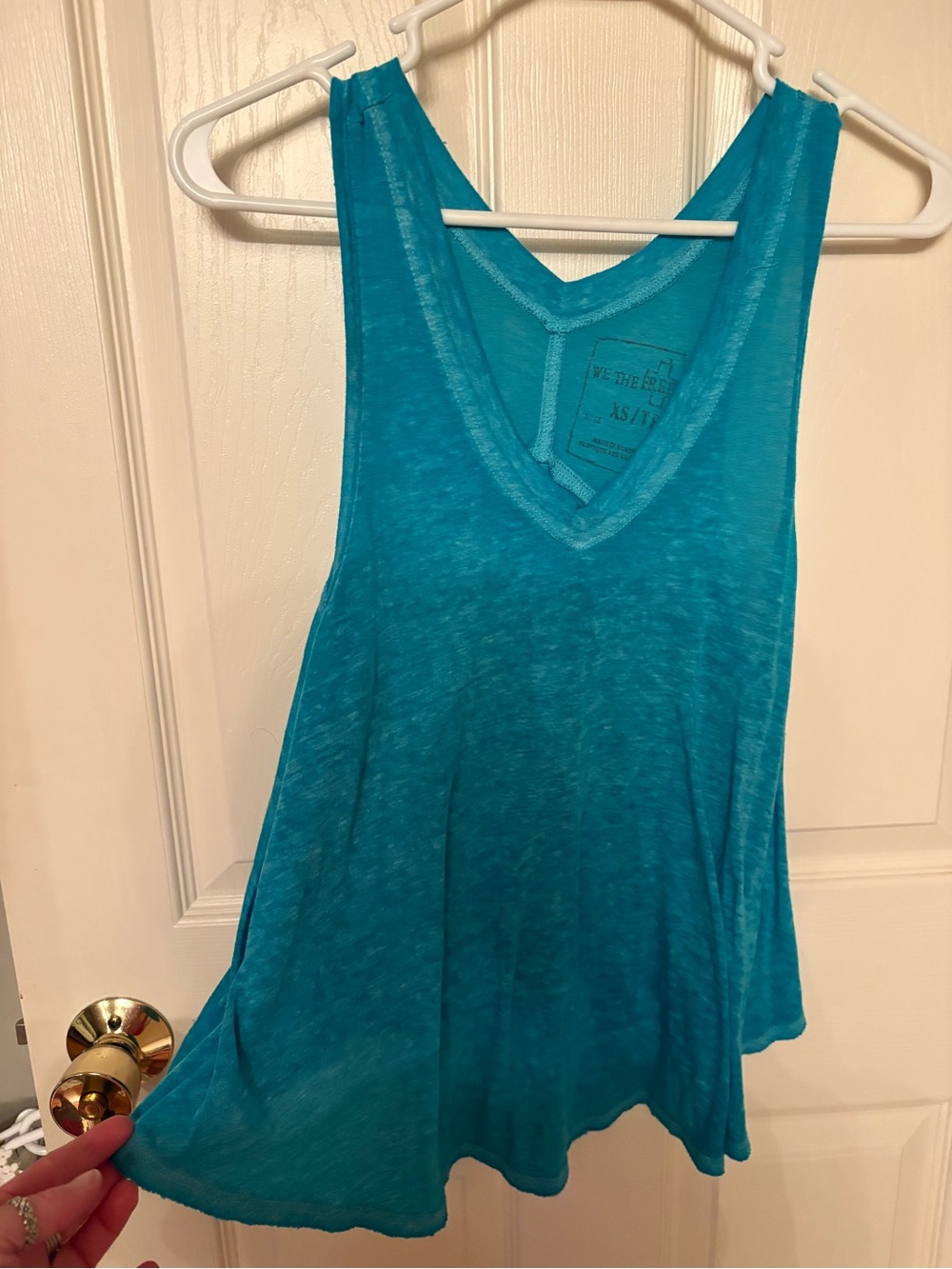 Free People Burnout Teal V-Neck Tank Top - Women's